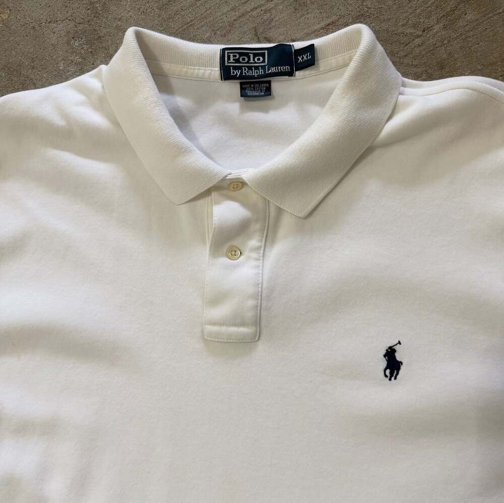 Vintage 90s Polo Ralph Lauren White Polo Shirt Mens XXL Embroidered